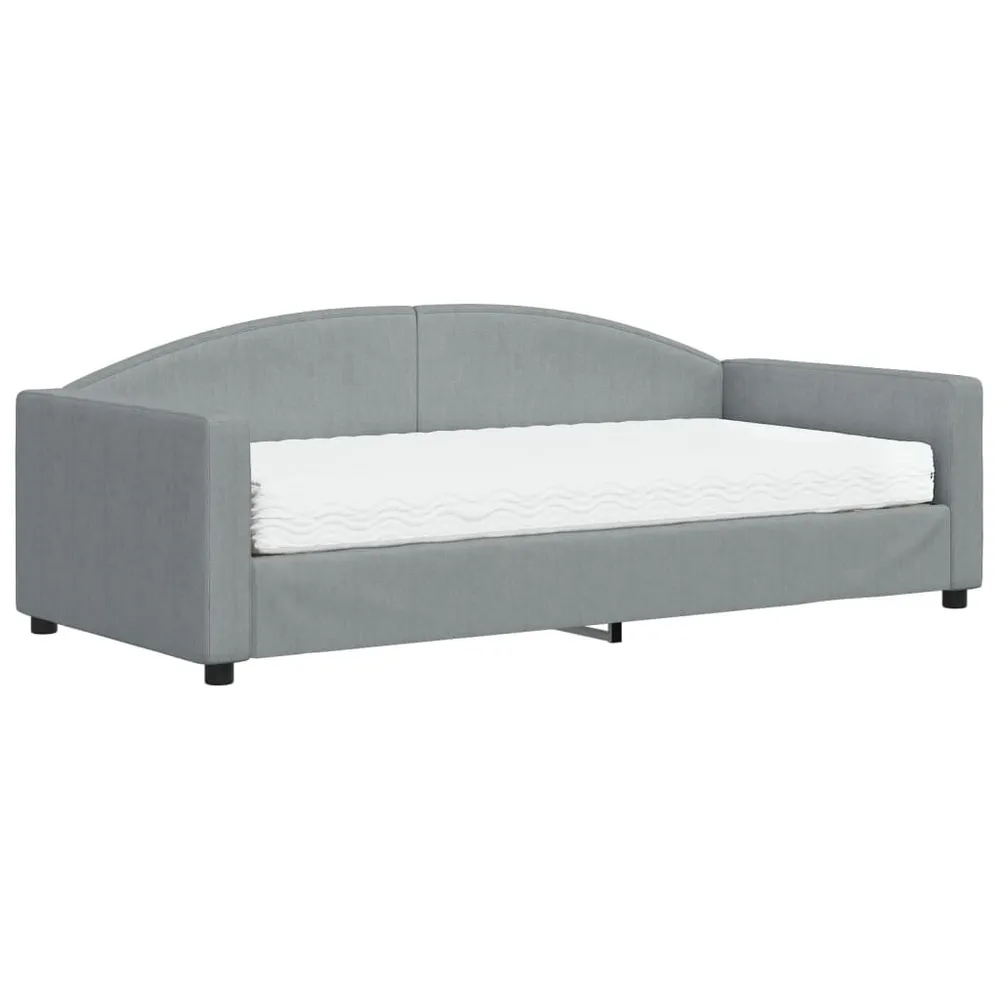 Slaapbank met matras 90x190 cm stof lichtgrijs