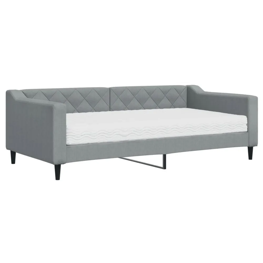 Slaapbank met matras 90x190 cm stof lichtgrijs