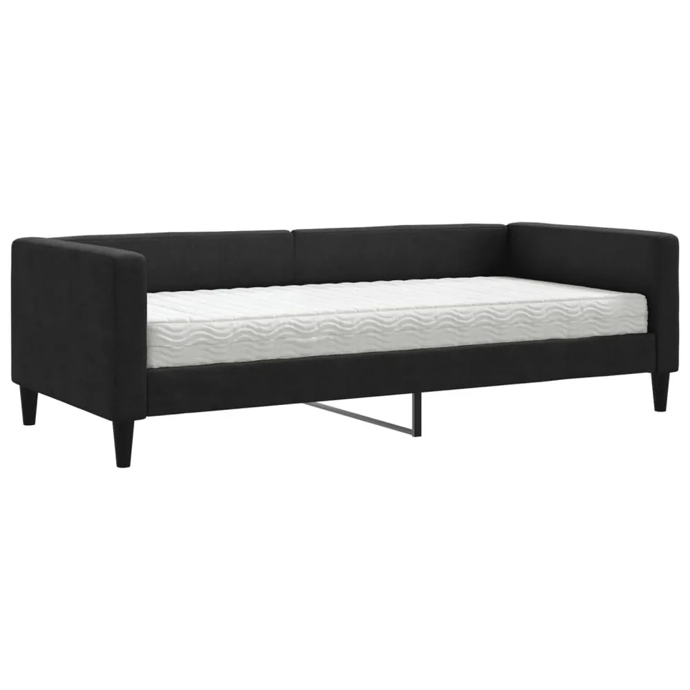Slaapbank met matras 90x190 cm stof zwart