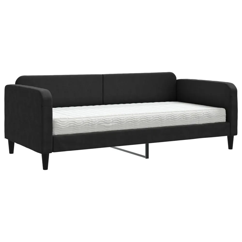 Slaapbank met matras 90x190 cm stof zwart