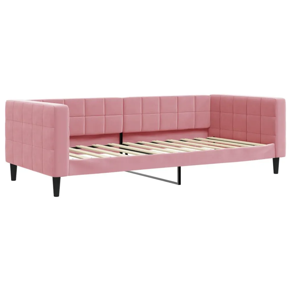 Slaapbank met matras 90x200 cm fluweel roze