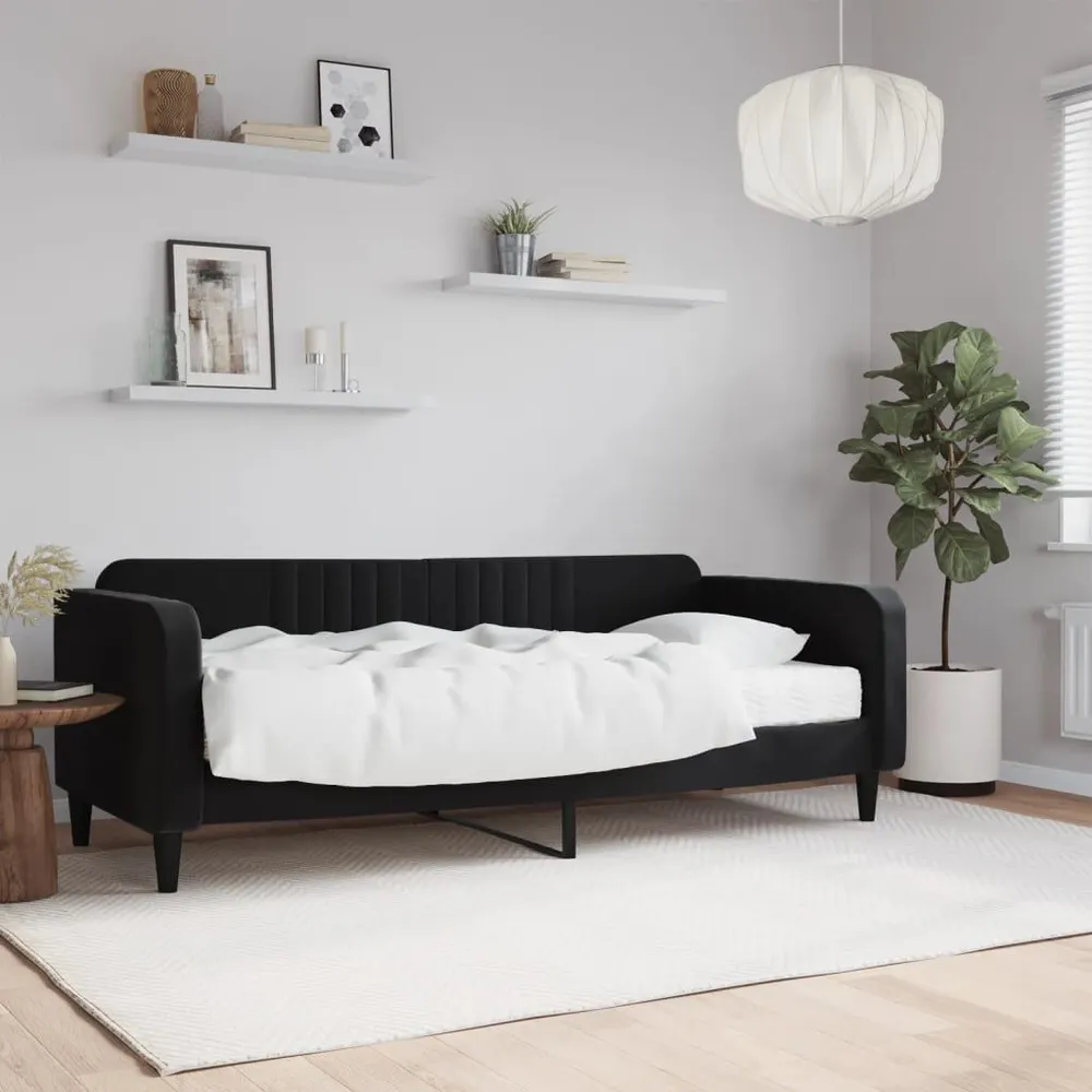 Slaapbank met matras 90x200 cm fluweel zwart
