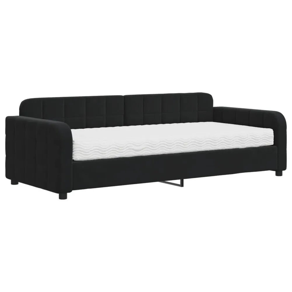 Slaapbank met matras 90x200 cm fluweel zwart
