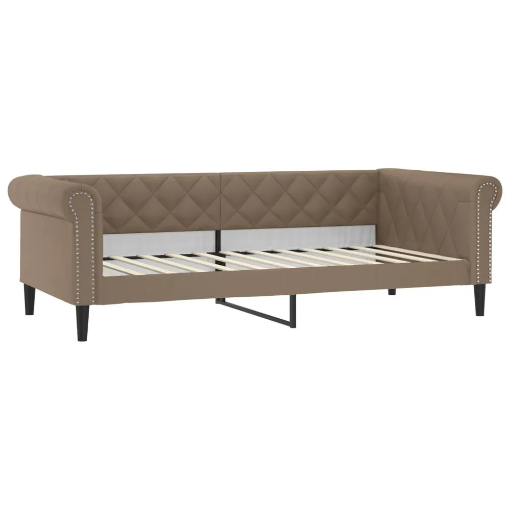 Slaapbank met matras 90x200 cm kunstleer cappuccinokleurig