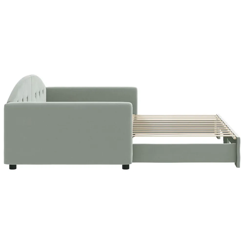 Slaapbank met onderschuifbed 100x200 cm fluweel lichtgrijs