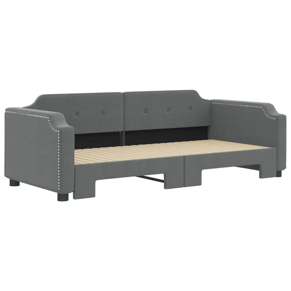 Slaapbank met onderschuifbed 100x200 cm stof donkergrijs