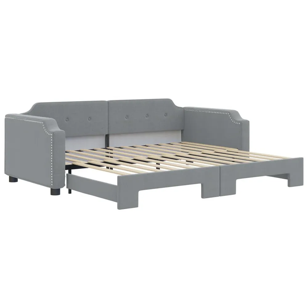 Slaapbank met onderschuifbed 100x200 cm stof lichtgrijs