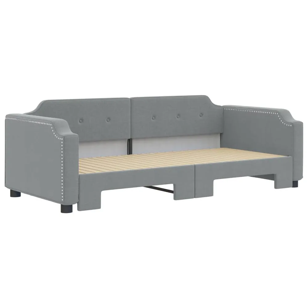 Slaapbank met onderschuifbed 100x200 cm stof lichtgrijs