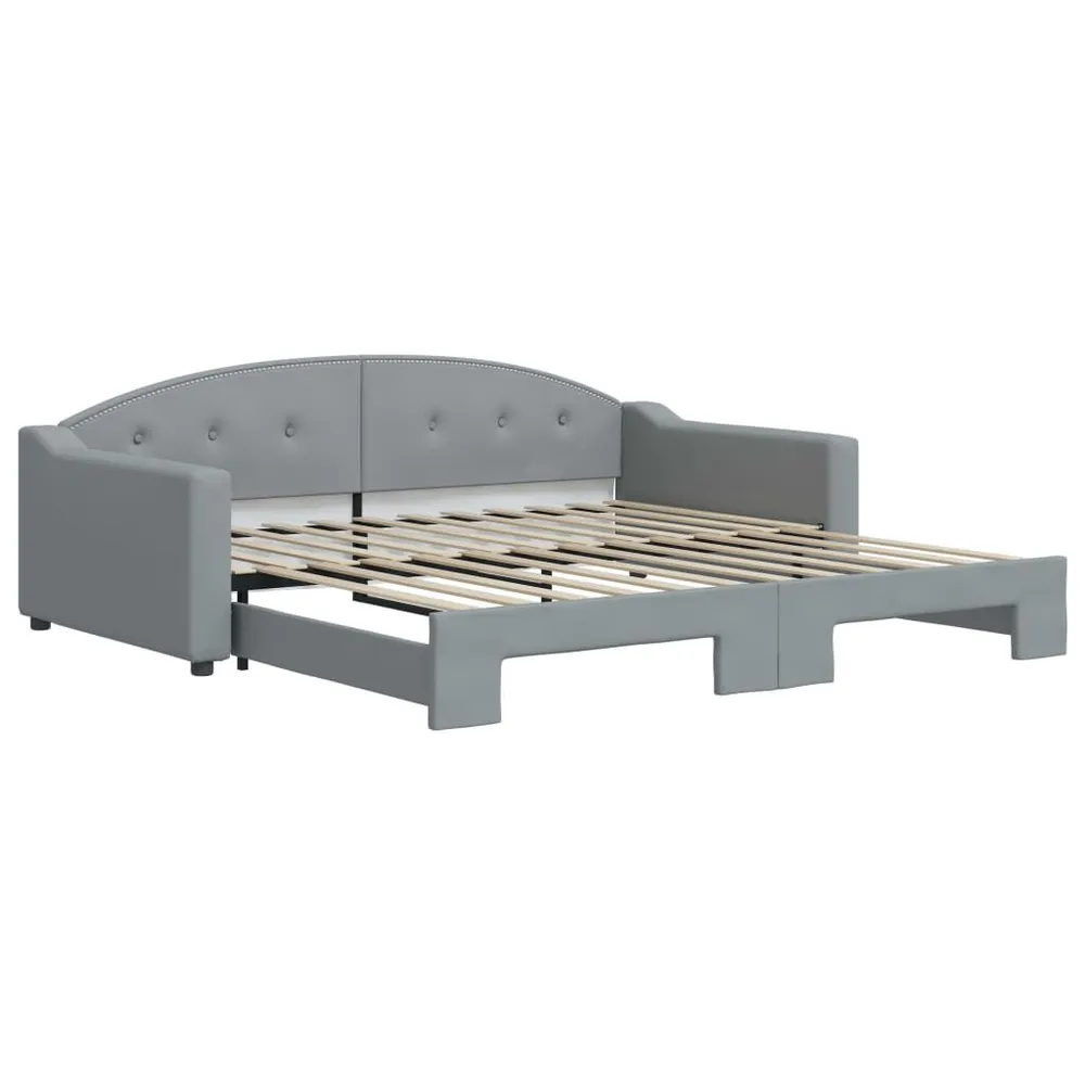 Slaapbank met onderschuifbed 100x200 cm stof lichtgrijs