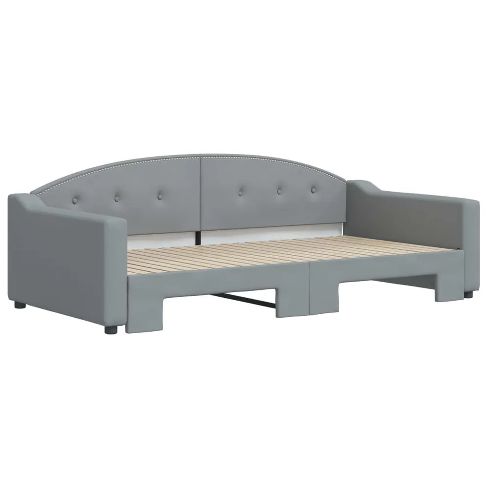 Slaapbank met onderschuifbed 100x200 cm stof lichtgrijs
