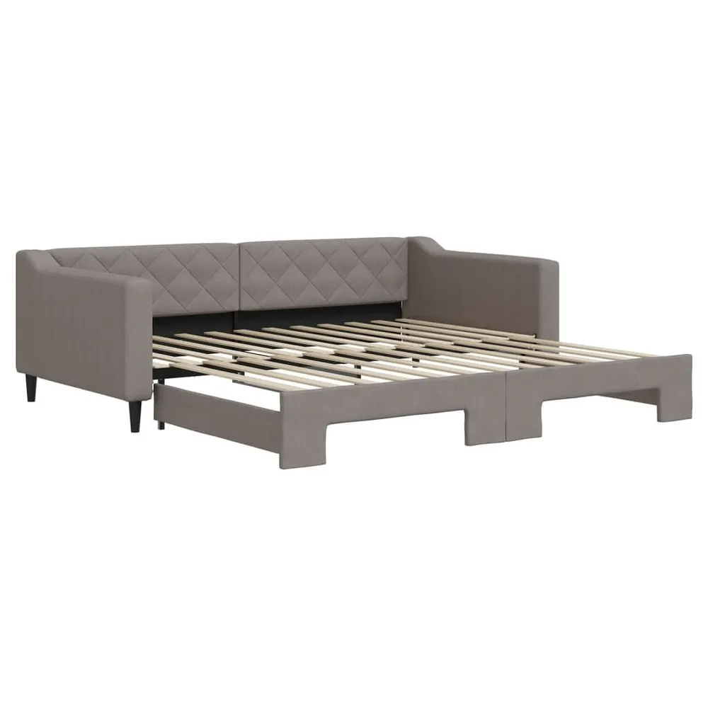 Slaapbank met onderschuifbed 100x200 cm stof taupe - Universeel Pasmodel