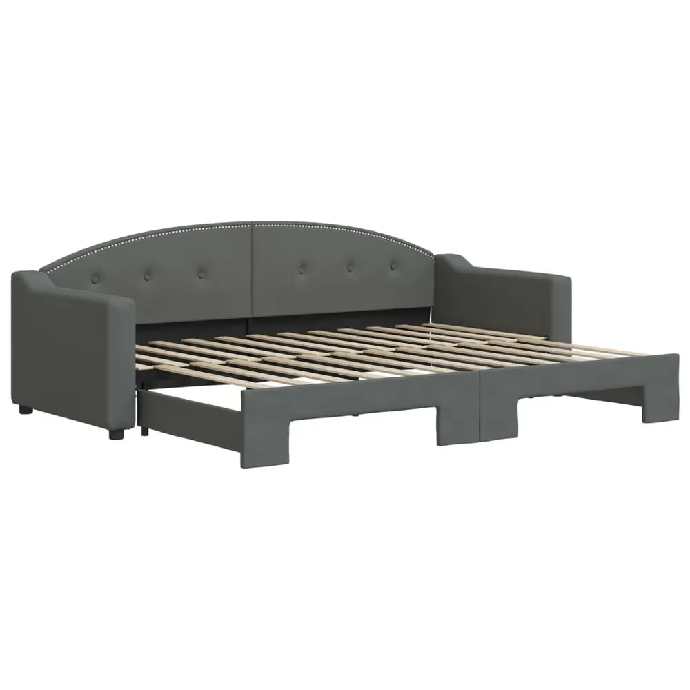 Slaapbank met onderschuifbed 80x200 cm stof donkergrijs