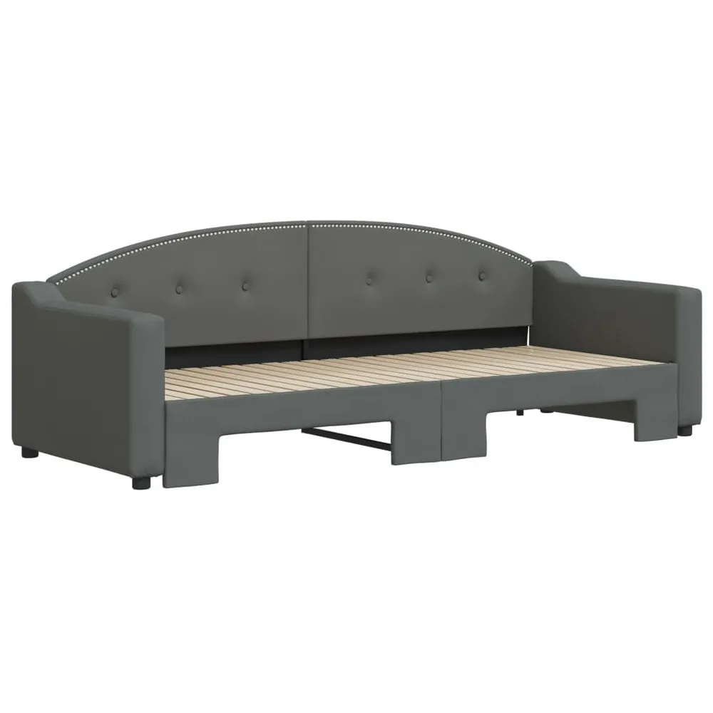 Slaapbank met onderschuifbed 80x200 cm stof donkergrijs