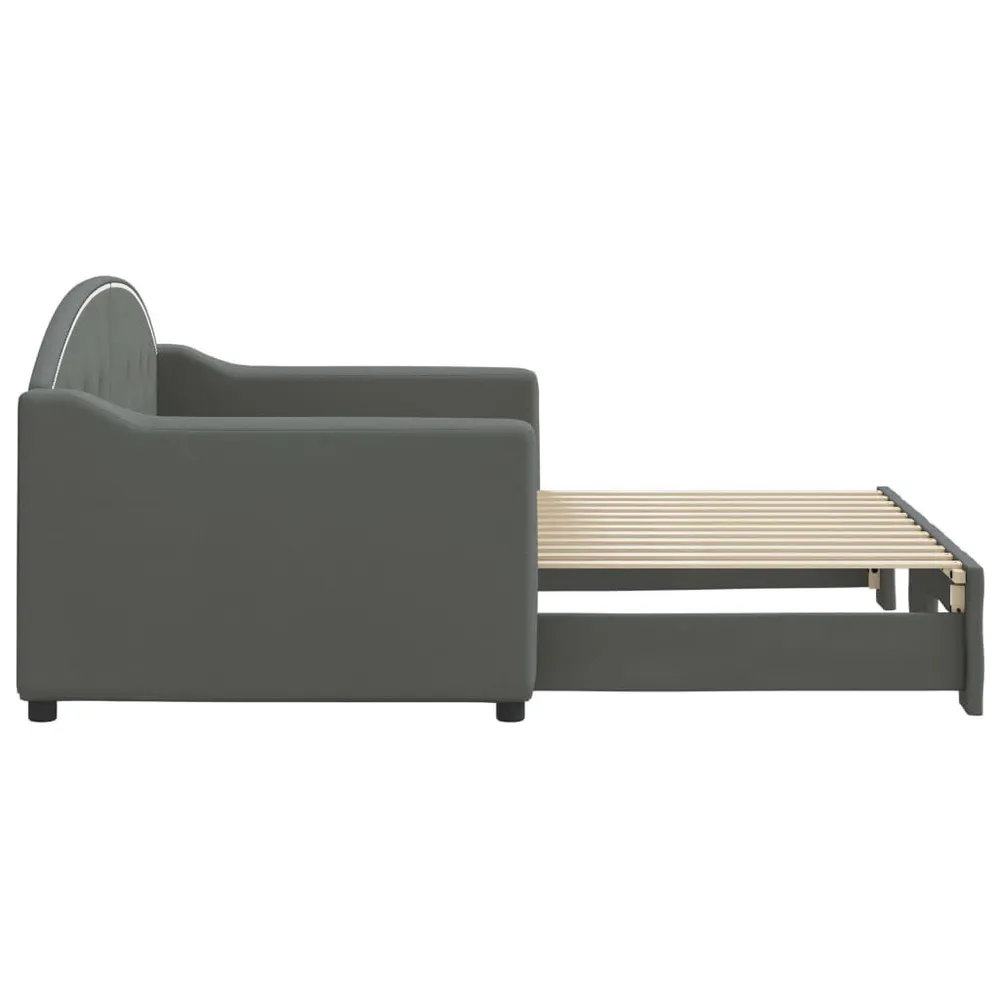 Slaapbank met onderschuifbed 80x200 cm stof donkergrijs