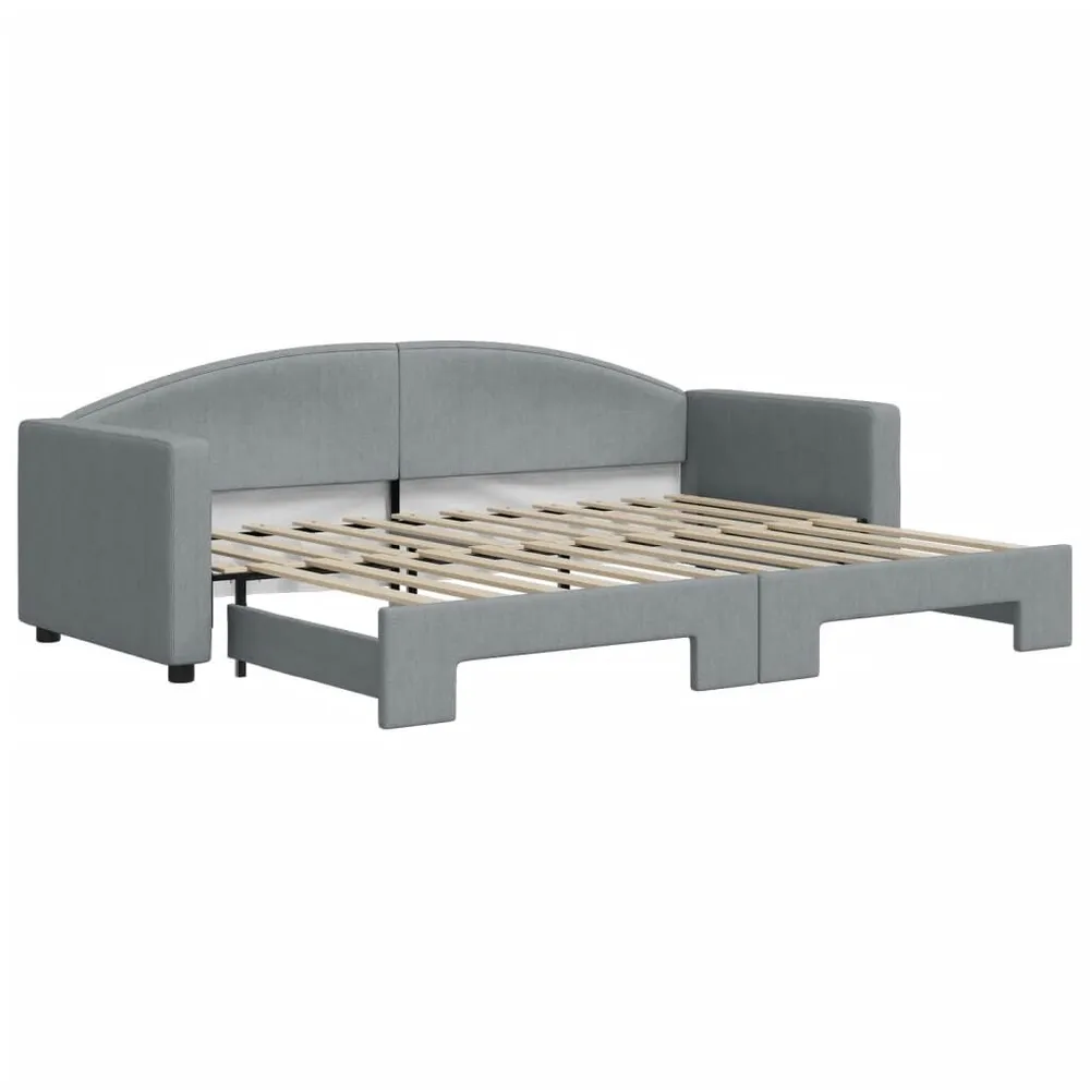 Slaapbank met onderschuifbed 80x200 cm stof lichtgrijs