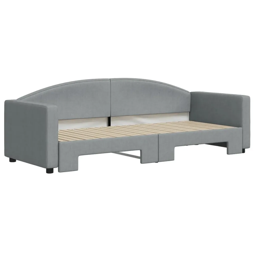 Slaapbank met onderschuifbed 80x200 cm stof lichtgrijs