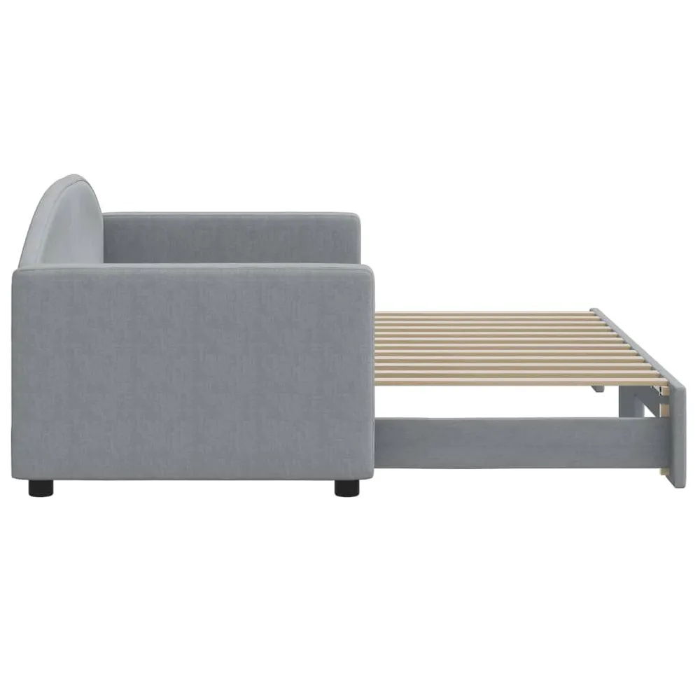 Slaapbank met onderschuifbed 80x200 cm stof lichtgrijs