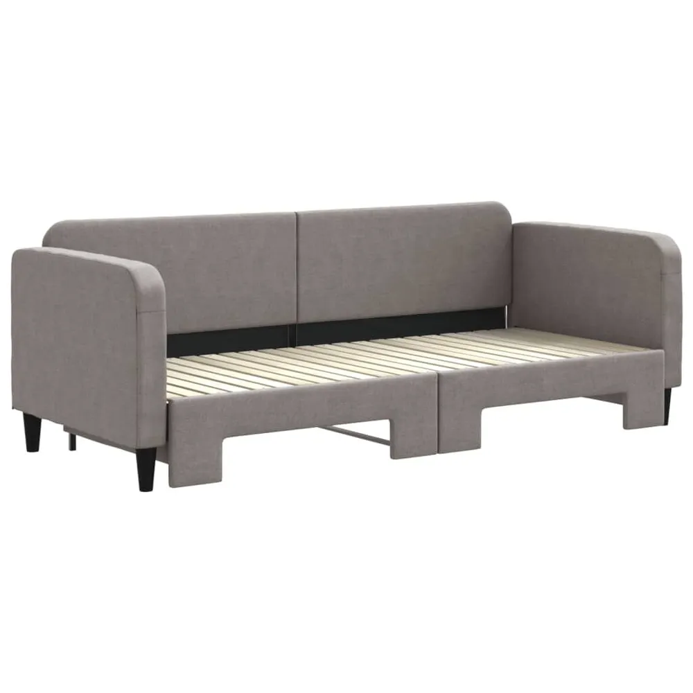 Slaapbank met onderschuifbed 80x200 cm stof taupe met CE-Keurmerk
