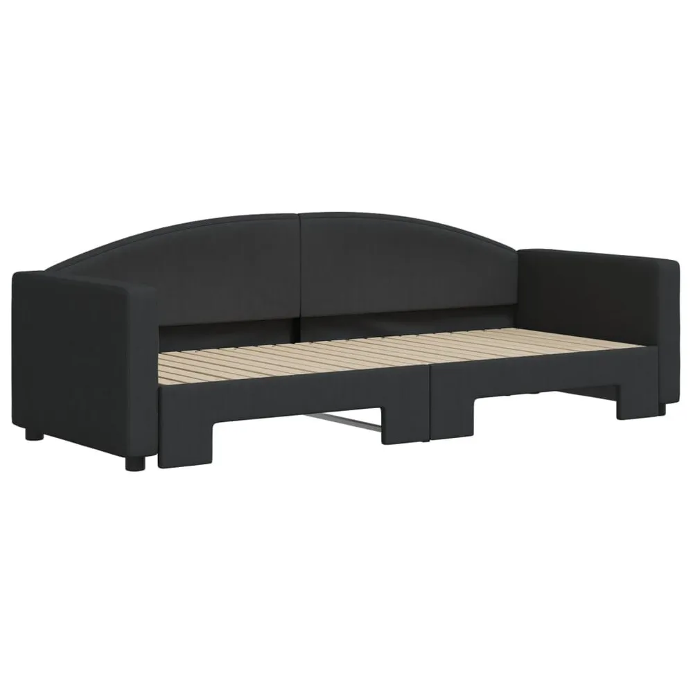 Slaapbank met onderschuifbed 80x200 cm stof zwart | Opvouwbaar | Compact