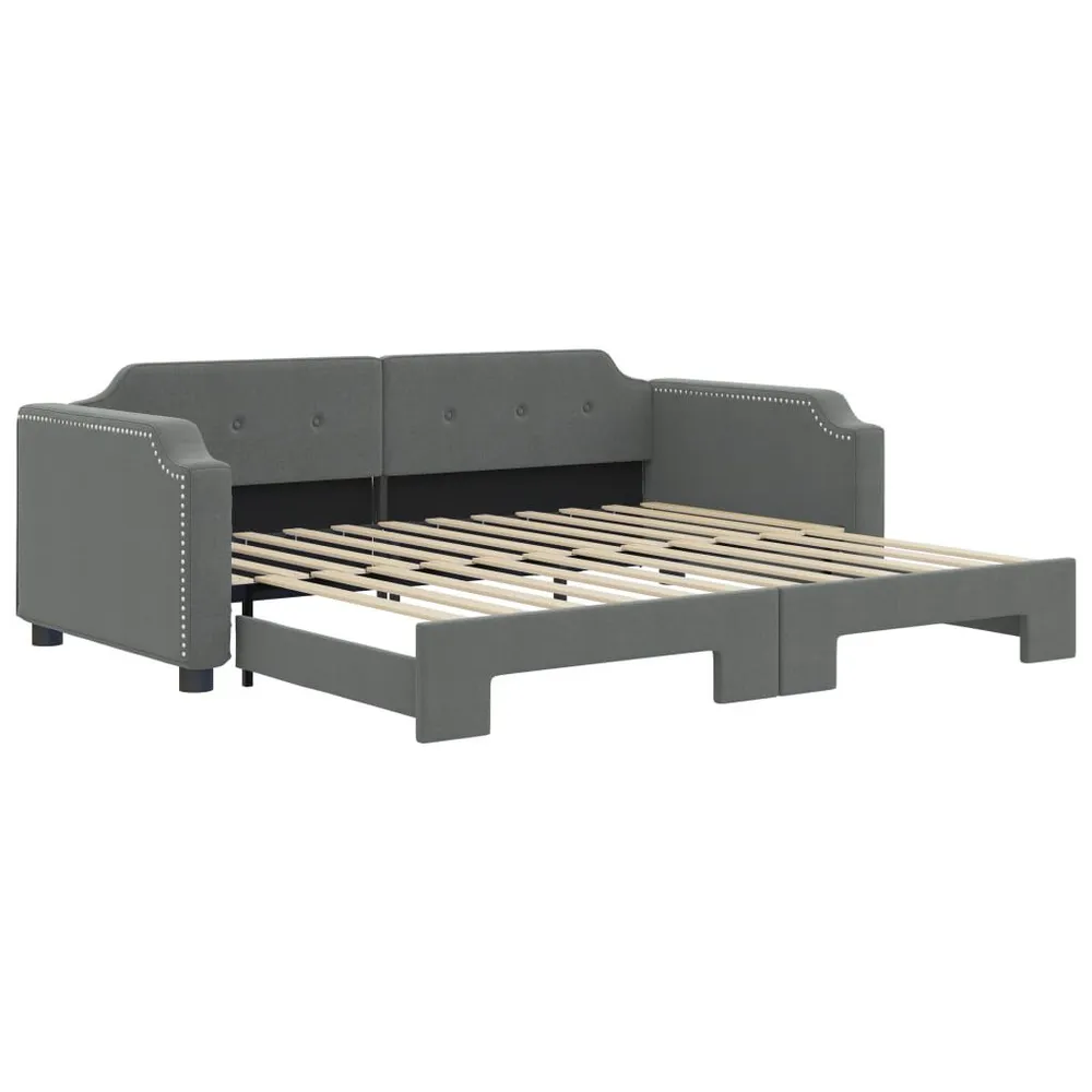 Slaapbank met onderschuifbed 90x190 cm stof donkergrijs