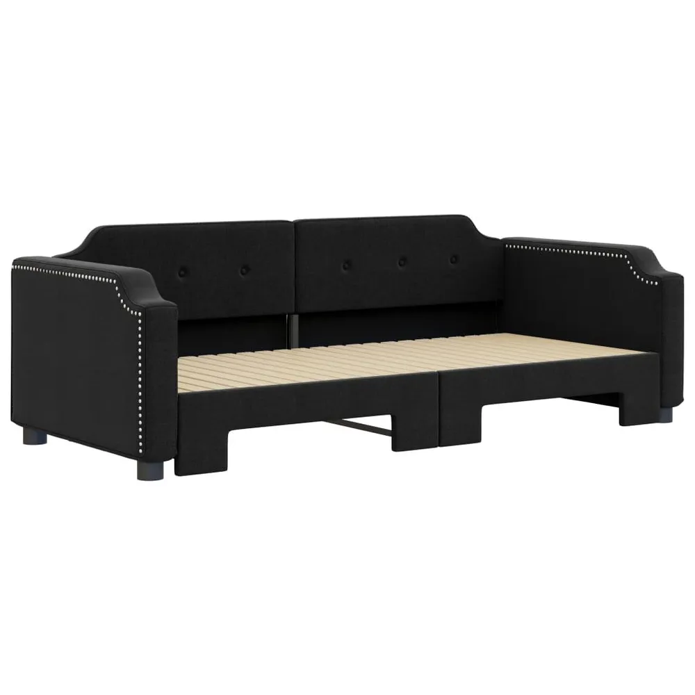 Slaapbank met onderschuifbed 90x200 cm stof zwart