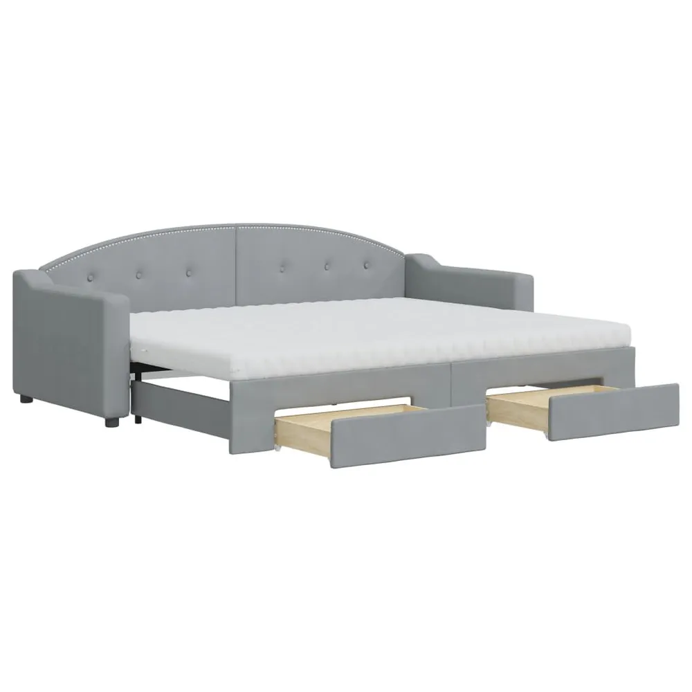 Slaapbank met onderschuifbed en lades 80x200 cm stof lichtgrijs