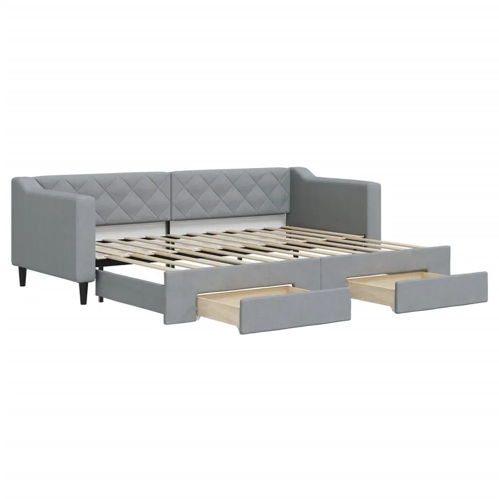 Slaapbank met onderschuifbed en lades 80x200 cm stof lichtgrijs