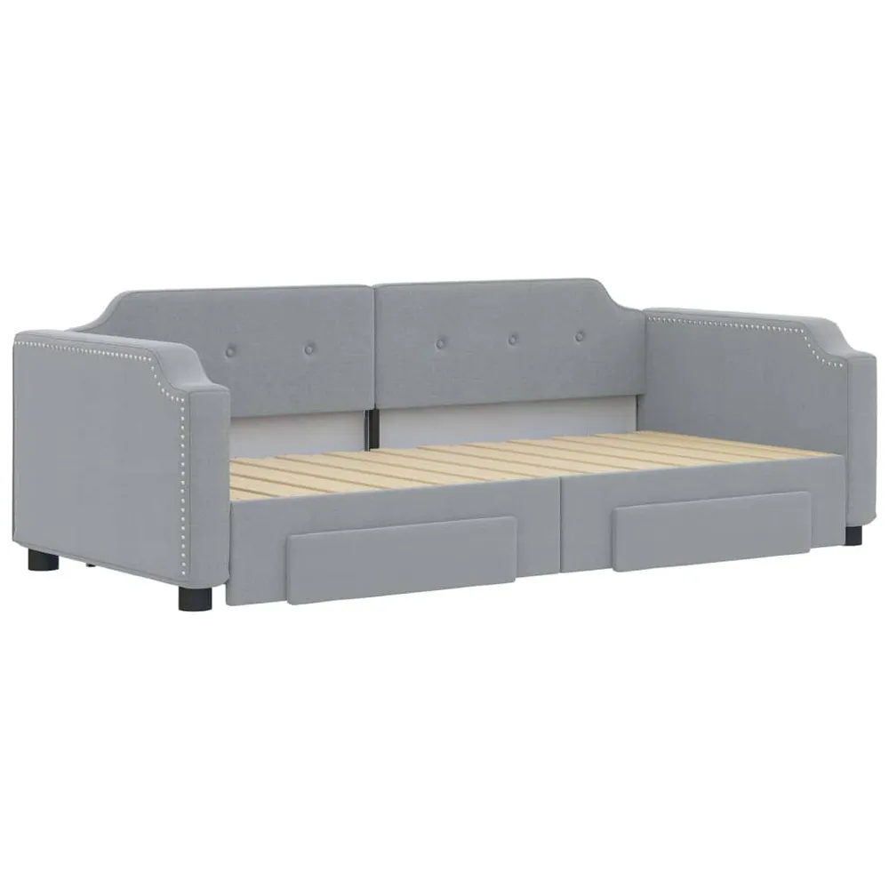 Slaapbank met onderschuifbed en lades 80x200 cm stof lichtgrijs