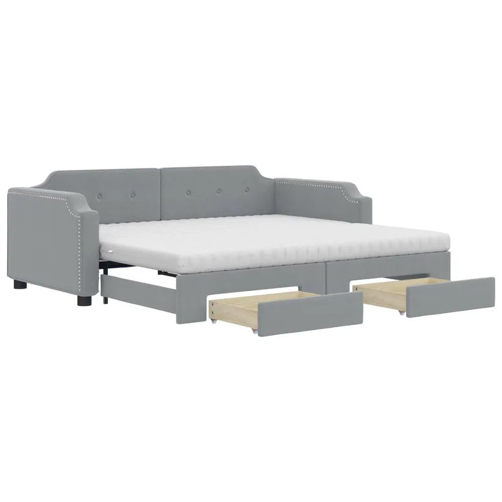 Slaapbank met onderschuifbed en lades 80x200 cm stof lichtgrijs