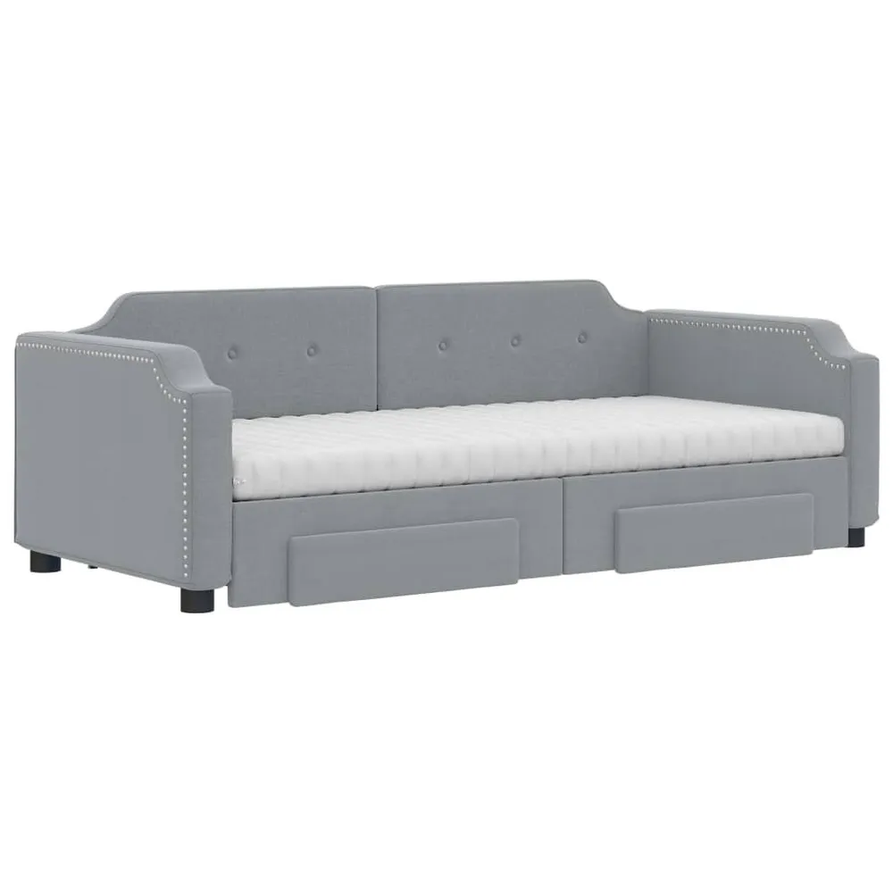 Slaapbank met onderschuifbed en lades 80x200 cm stof lichtgrijs