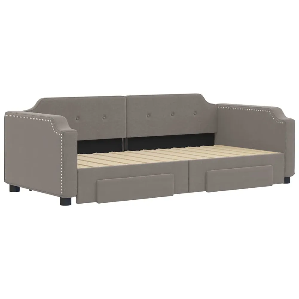 Slaapbank met onderschuifbed en lades 80x200 cm stof taupe Easy Clean Oppervlak