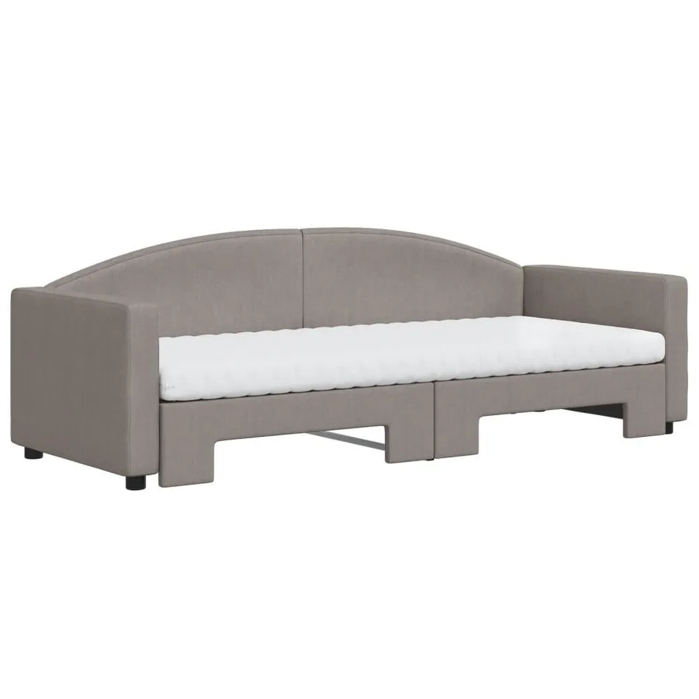 Slaapbank met onderschuifbed en matrassen 80x200 cm stof taupe