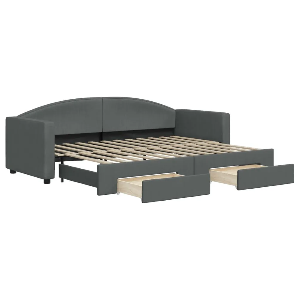 Slaapbank onderschuifbed en lades 80x200 cm stof donkergrijs
