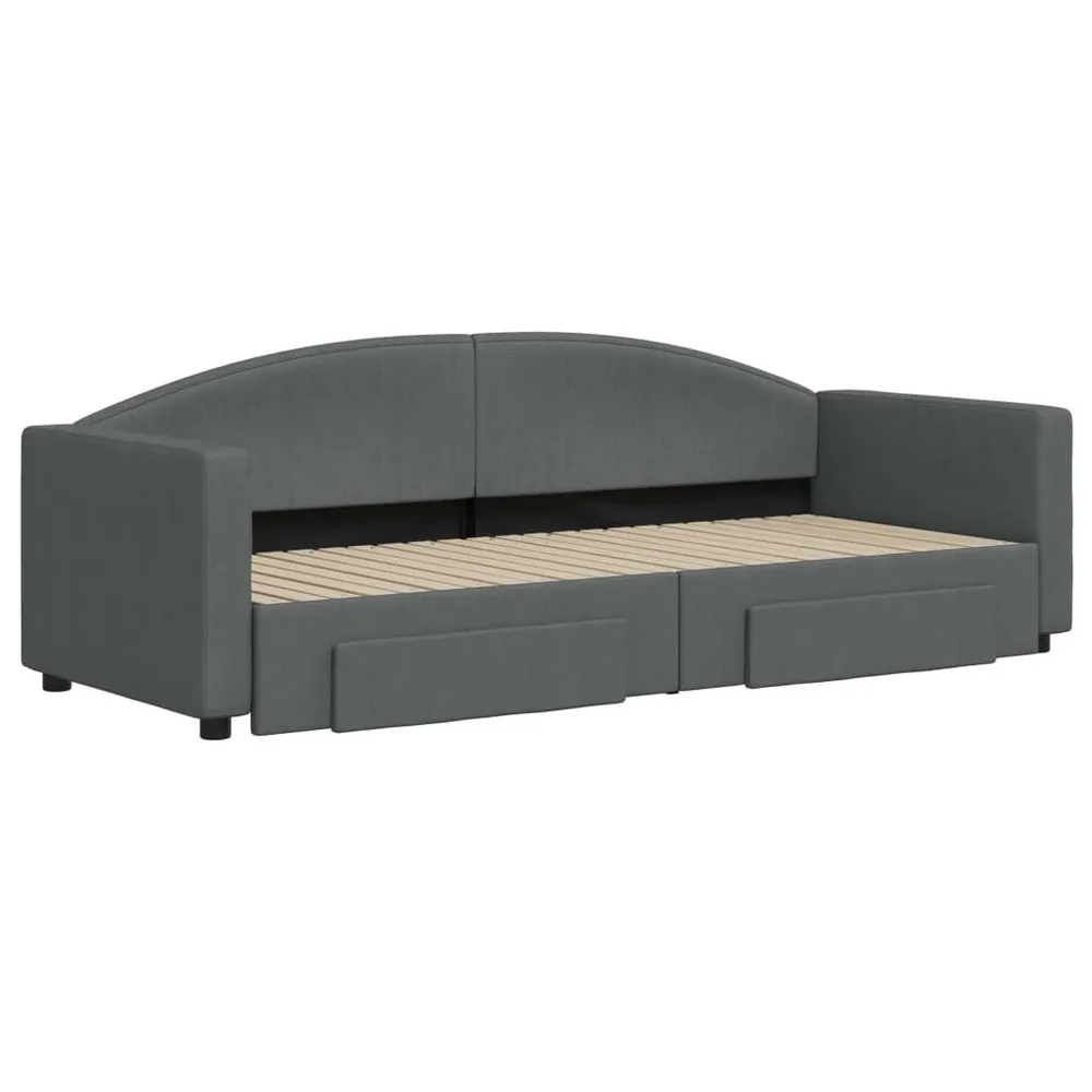 Slaapbank onderschuifbed en lades 80x200 cm stof donkergrijs