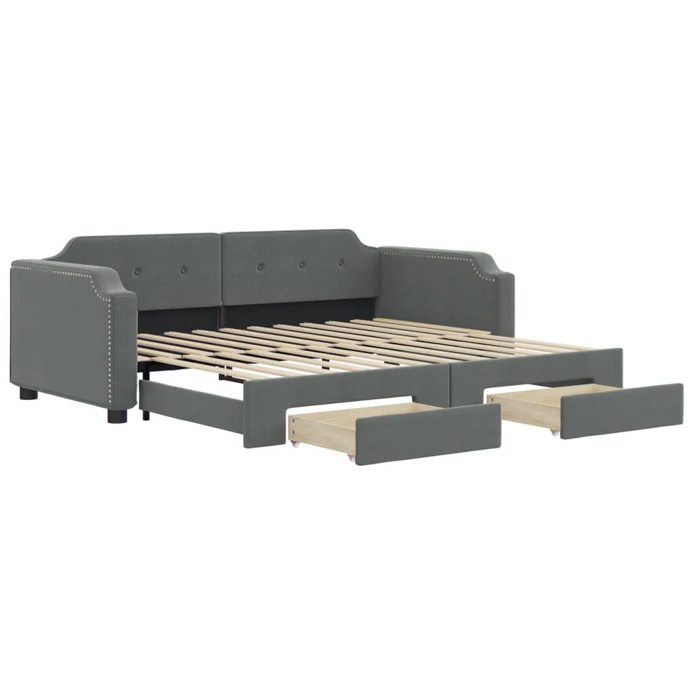 Slaapbank onderschuifbed en lades 80x200 cm stof donkergrijs