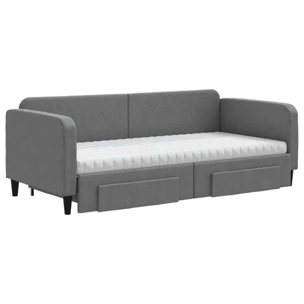 Slaapbank onderschuifbed en lades 90x200 cm stof donkergrijs