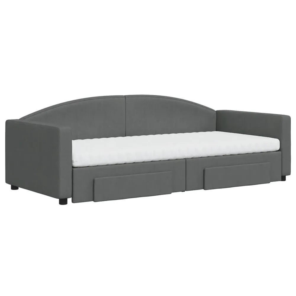 Slaapbank onderschuifbed en lades 90x200 cm stof donkergrijs