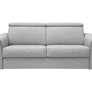 Slaapbank 3 zitplaatsen met lichtgrijze stoffen bekleding - bedbreedte 140 cm - matras 22 cm FLUTARI