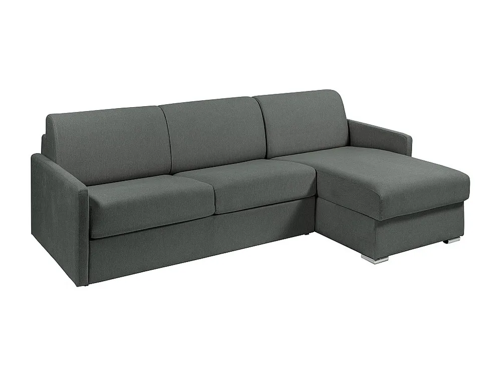 Snel om te bouwen slaapbank met hoek grijze stof Bed met latten van 160 cm Matras 18 cm CALIFE