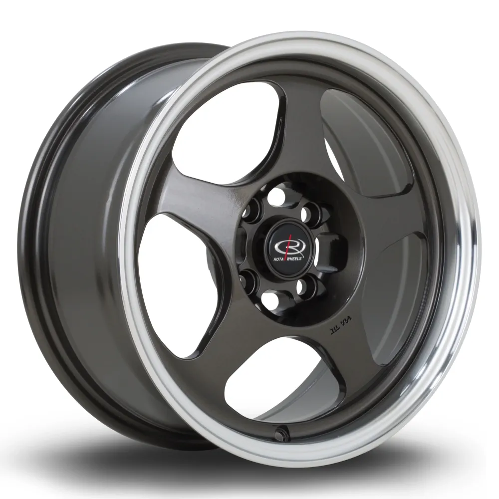 Rota Slipstream 15x7" 4x100 ET40, Gunmetal, Hoogglans Lip