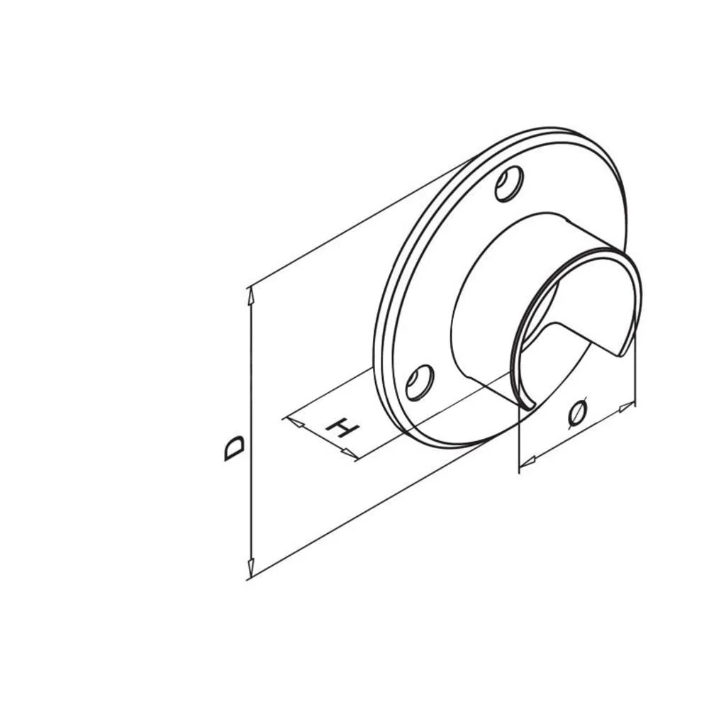 Q-railing Wall Flange 1.66" (42.2 mm) (Round) Cap Rail