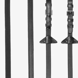 Rubberen Half lined Reins Black/Silver P
