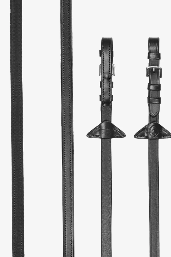 Rubberen Half lined Reins Black/Silver P