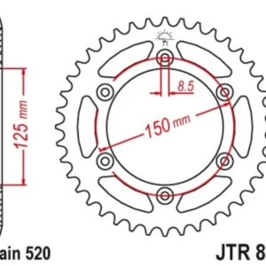 Sneldrogende Corona JT 897 de acero con 49 dientes paso 520 autolimpiable