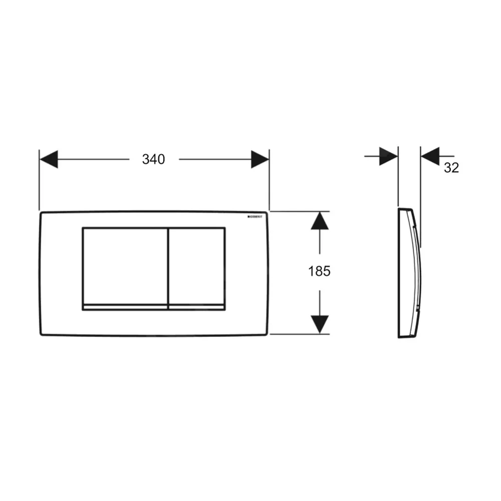 Geberit Twin Line30 Actuation Plate White - Metaalglans