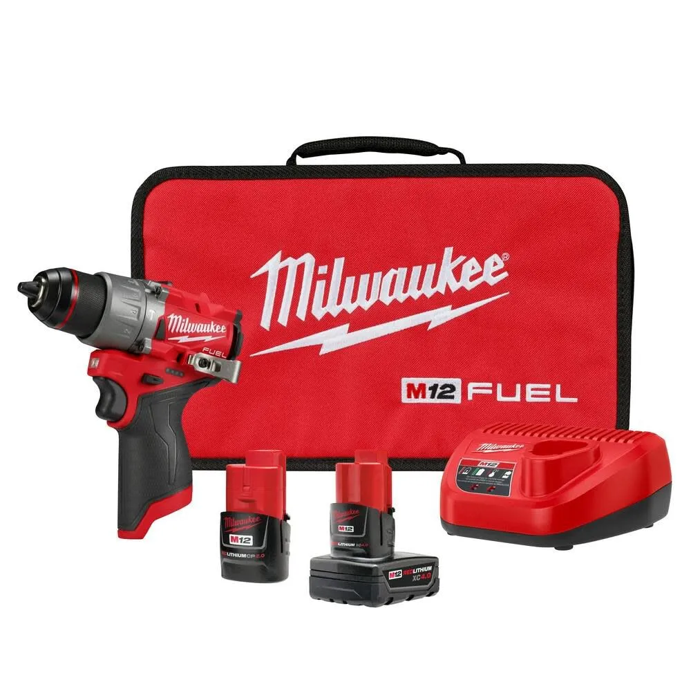 MILWAUKEE M12 FUEL™ 1/2" Hammer Drill/Driver Kit voor Benzine- en Dieselmotoren