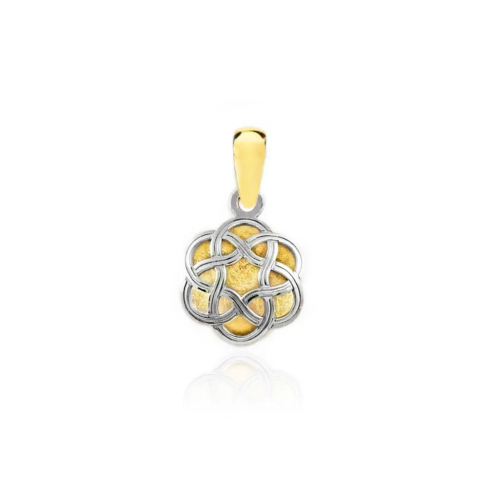 9ct two color gouden Flower Pendant
