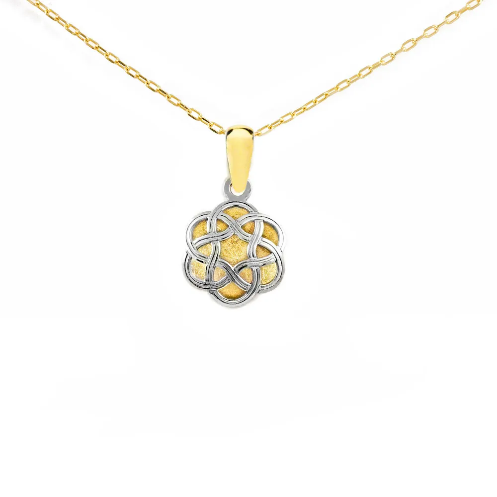 9ct two color gouden Flower Pendant
