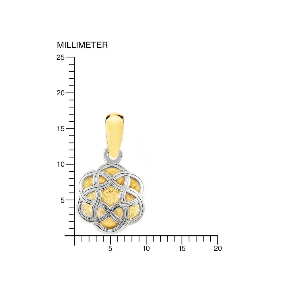 9ct two color gouden Flower Pendant