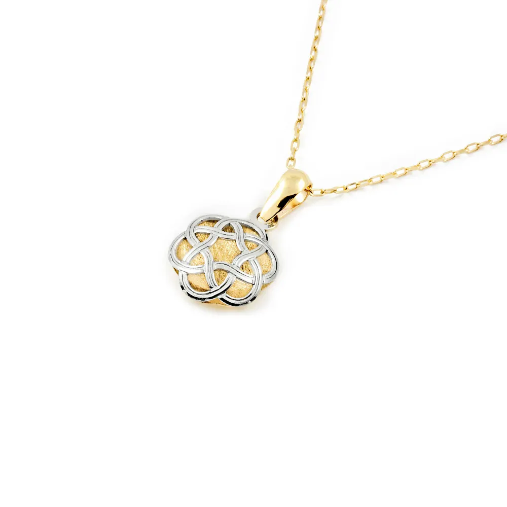 9ct two color gouden Flower Pendant